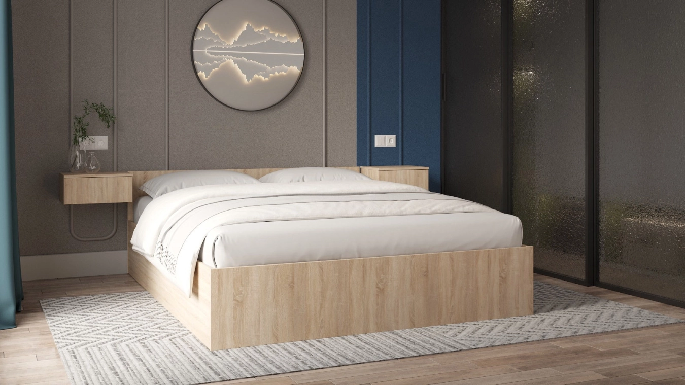 Pronto çarpayı, Bardolino təbii palıd + döşək Comfort Plus, 90×200 - 3 - большое изображение