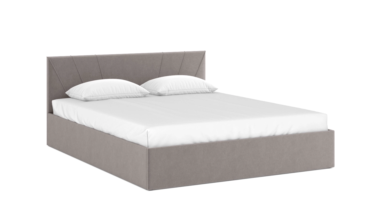 Кровать Alfa, ткань Casanova Grey + матрас Comfort Plus + КПБ Natural Balance (евро) + Простынь Natural Balance Туманно-голубой, 160x200 Подъёмный механизм - 1 - большое изображение