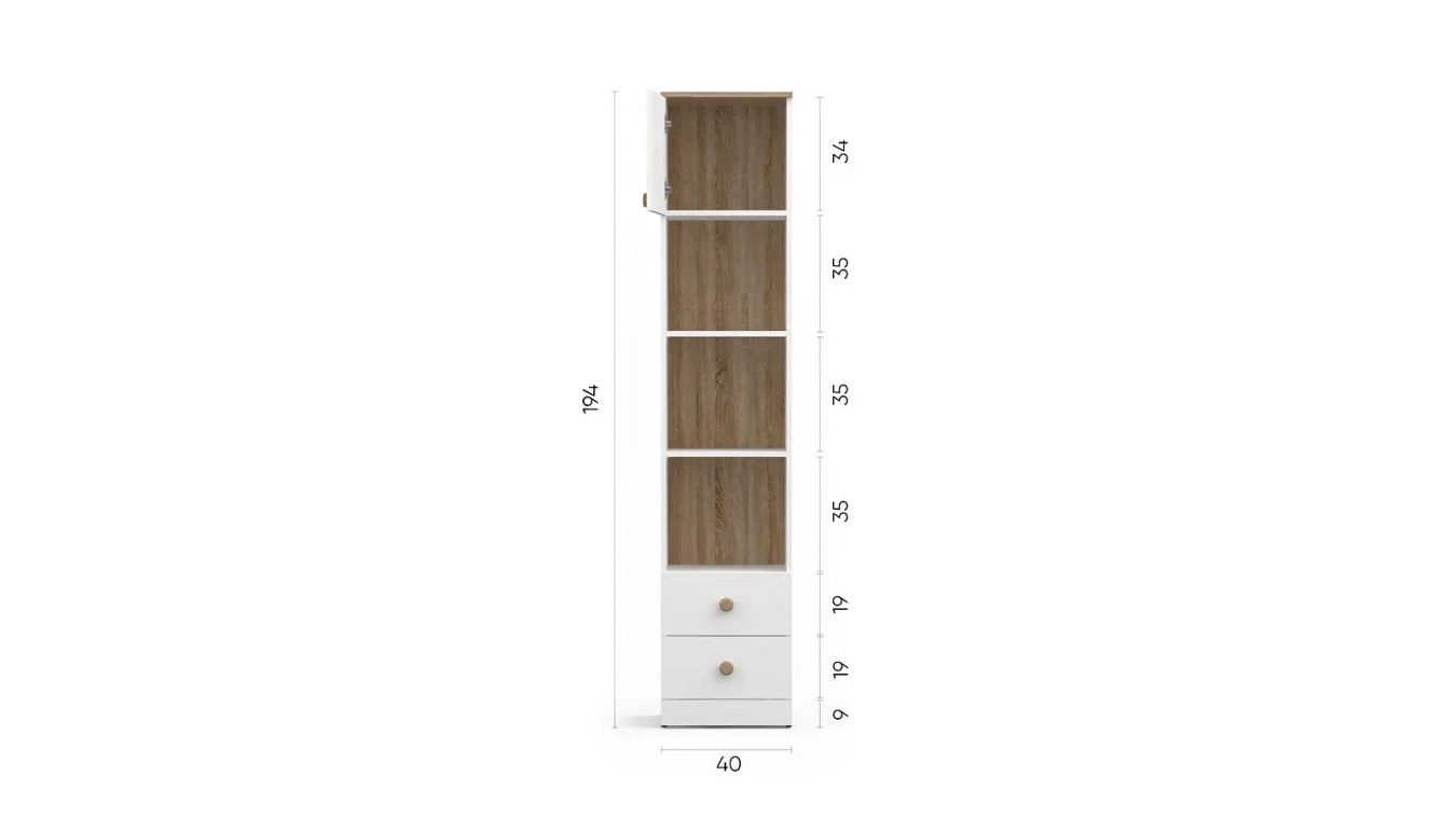 Stellaj açıq yeşiklərlə Mellow, rəng Ağ premium + Palıd sonoma - 5 - большое изображение