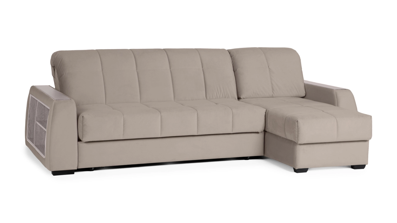 Domo Pro künc modulu, rəng açıq göyrüş, kvadrat tikişli, rəflərlə - 2 - большое изображение