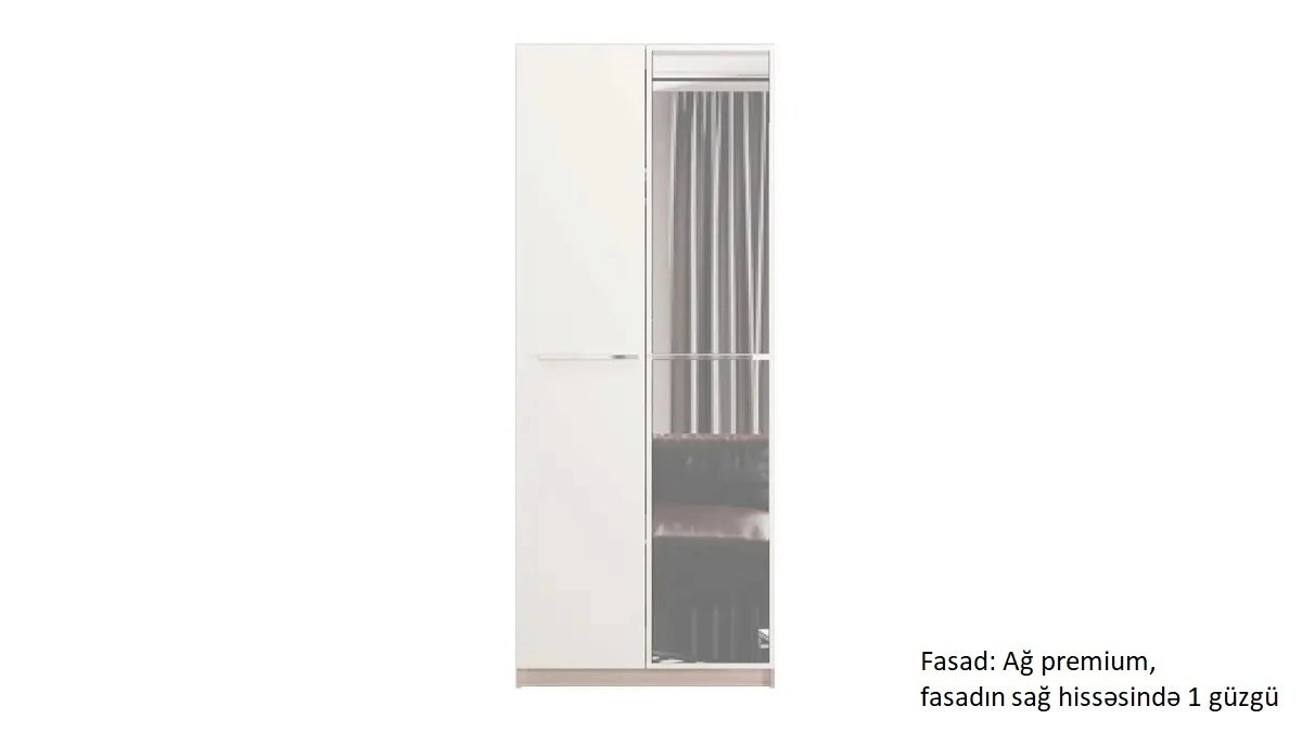 Dolab iki qapılı Noble 90 sm, rəng Göyrüş&Ağ - 3 - большое изображение
