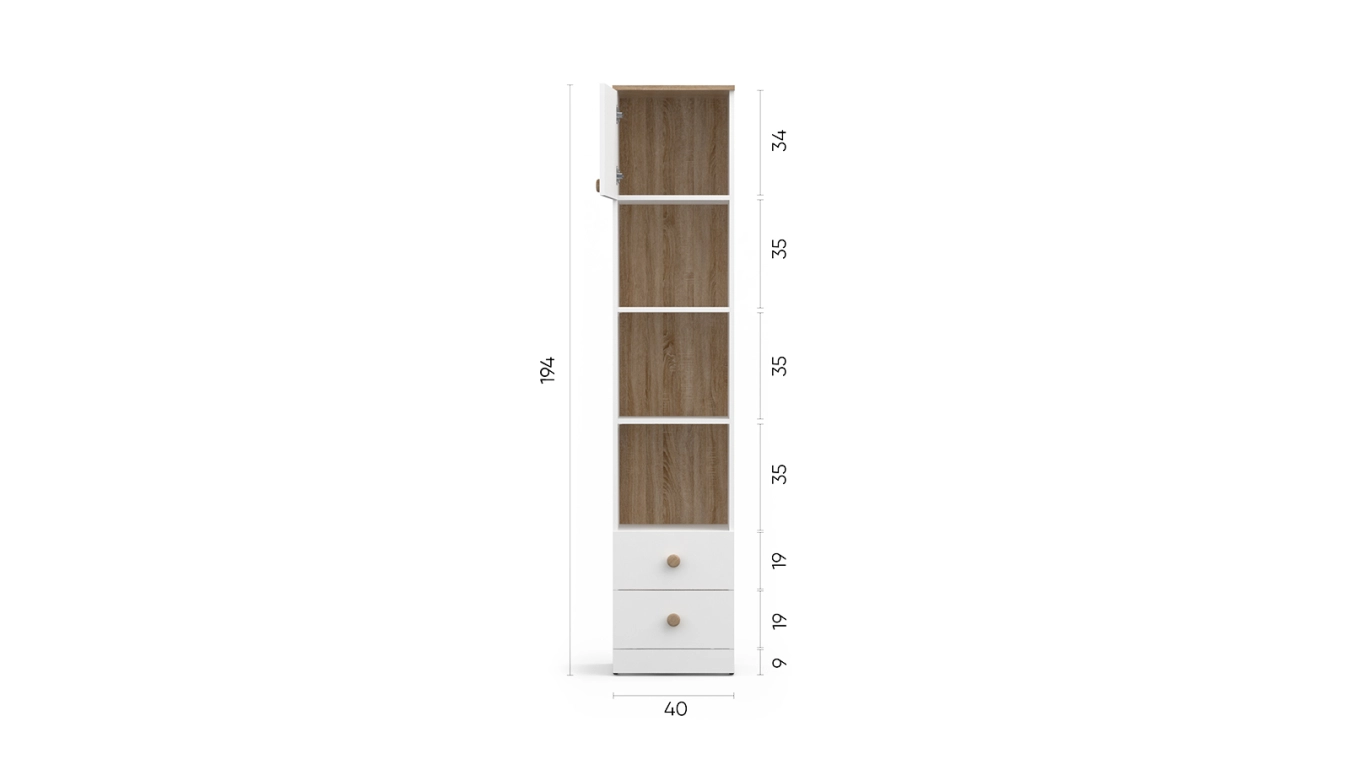 Stellaj açıq yeşiklərlə Mellow, rəng Ağ premium + Palıd sonoma - 8 - большое изображение