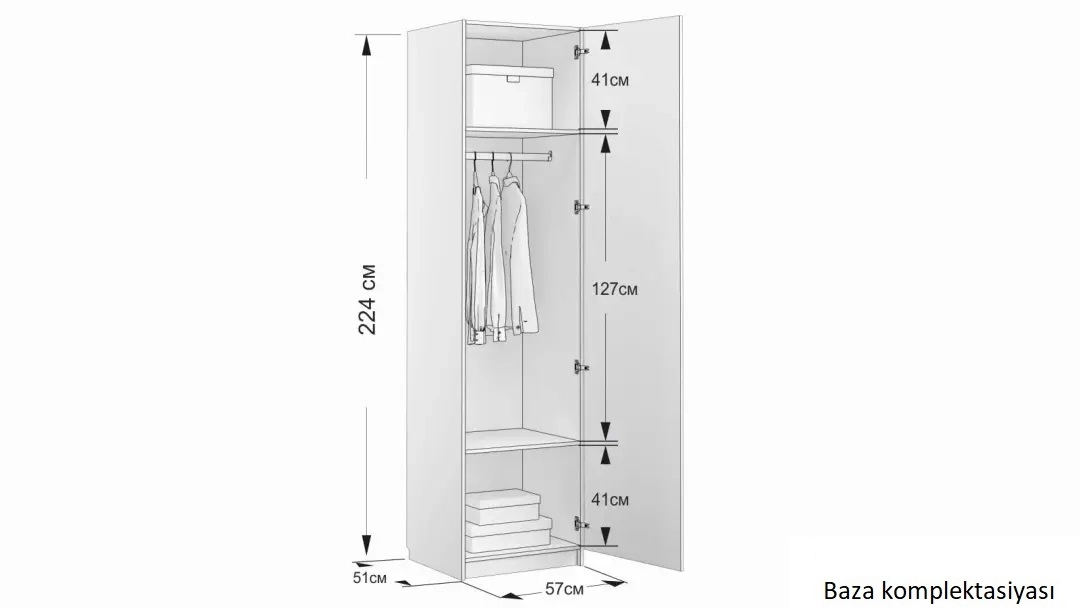 Dolab bir qapılı Noble 57 sm, rəng Venge - 7 - большое изображение