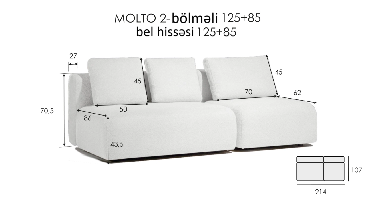 modullu 2 bölməli Molto 125+85 - 3 - большое изображение